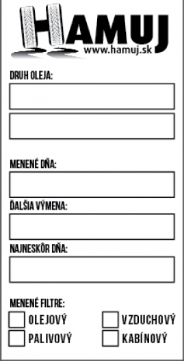 Univerzálny servisný štítok výmeny oleja HAMUJ 50ks